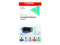 Canon CLI Value Pack 8 Multipack - svart, cyan, magenta, röd, grön - original - bläcktank 0620B027