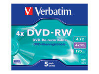 Verbatim DataLifePlus - DVD-RW x 5 - 4.7 GB - lagringsmedier 43285