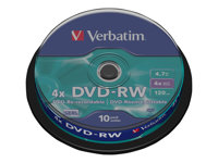 Verbatim DataLifePlus - DVD-RW x 10 - 4.7 GB - lagringsmedier 43552