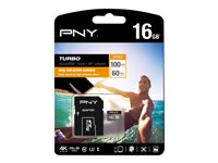 PNY Turbo - flash-minneskort - 16 GB - microSDHC UHS-I SDU16GTUR-1-EF