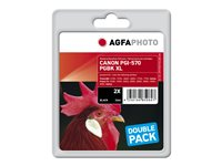 AgfaPhoto - 2-pack - svart - kompatibel - återanvänd - bläckpatron (alternativ för: Canon 0318C006, Canon 0318C007, Canon PGI-570PGBKXL) APCPGI570XLBDUOD