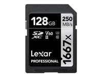 Lexar Professional - flash-minneskort - 128 GB - SDXC UHS-II LSD128CB1667