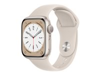 Apple Watch Series 8 (GPS) - stjärnljusaluminium - smart klocka med sportband - starlight - 32 GB MNP63FD/A