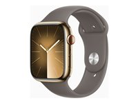 Apple Watch Series 9 (GPS + Cellular) - guld, rostfritt stål - smart klocka med sportband - clay - 64 GB MRMT3QL/A