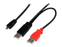 StarTech.com 3 ft. (0.9 m) USB to Micro USB Cable With Power Delivery - Dual USB 2.0 A to Micro-B - Power and Data - Y-Cable - Micro USB Cable (USB2HAUBY3) - USB-kabel - USB till mikro-USB typ B - 91 cm USB2HAUBY3
