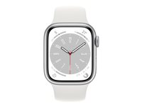 Apple Watch Series 8 (GPS) - silveraluminium - smart klocka med sportband - vit - 32 GB MP6K3FD/A