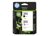 HP 305 - 2-pack - svart, färg (cyan, magenta, gul) - original - bläckpatron 6ZD17AE#301