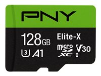 PNY Elite-X - flash-minneskort - 128 GB - mikroSDXC UHS-I P-SDU128U3WX-GE