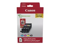 Canon CLI-526 C/M/Y/BK Photo Value Pack - 4-pack - svart, gul, cyan, magenta - original - bläckbehållare / papperspaket 4540B019
