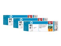 HP 91 - 3-pack - foto-svart - original - bläckpatron C9481A