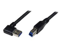 StarTech.com 3m Black SuperSpeed USB 3.0 Cable - Right Angle A to B - M/M - USB-kabel - USB Type B till USB typ A - 3 m USB3SAB3MRA