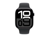 Apple Watch Series 10 (GPS) - jet black aluminum - smart klocka med sportband - svart - 64 GB MWWQ3QN/A