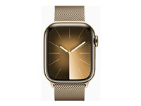 Apple Watch Series 9 (GPS + Cellular) - guld, rostfritt stål - smart klocka med milanesisk loop - guld - 64 GB MRJ73QF/A