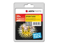 AgfaPhoto Multi pack - 4-pack - svart, gul, cyan, magenta - kompatibel - återanvänd - bläckpatron (alternativ för: Epson 26XL, Epson C13T26364010, Epson T2636) APET263SETD