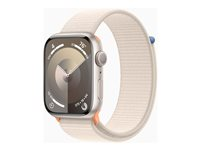 Apple Watch Series 9 (GPS) - stjärnljusaluminium - smart klocka med sportögla - starlight - 64 GB MR983DH/A