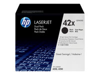 HP 42X - 2-pack - Lång livslängd - svart - original - LaserJet - tonerkassett (Q5942XD) Q5942XD