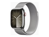 Apple Watch Series 9 (GPS + Cellular) - rostfritt stål i silver - smart klocka med milanesisk loop - silver - 64 GB MRJ43DH/A