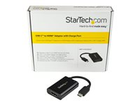 StarTech.com USB C till HDMI 2.0-adapter med strömförsörjning ? videokonverterare USB Type-C till HDMI-skärm för 4K vid 60 Hz ? port som ger strömförsörjning på 60 W för direktladdning ? Thunderbolt 3-kompatibel ? svart - videokort - HDMI / USB CDP2HDUCP