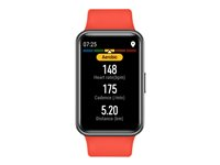 Huawei Watch Fit new - svart - smart klocka med rem - pomelo red - 4 GB 55027809