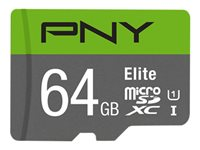 PNY Elite - flash-minneskort - 64 GB - mikroSDXC UHS-I P-SDUX64U185GW-GE