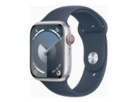 Apple Watch Series 9 (GPS + Cellular) - silveraluminium - smart klocka med sportband - stormbl¨ - 64 GB MRMH3QF/A