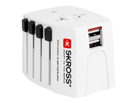 MicroConnect SKROSS - strömkontaktadapter med USB-laddningsadapter PETRAVEL33
