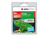 AgfaPhoto - 3-pack - gul, cyan, magenta - kompatibel - återanvänd - bläckpatron (alternativ för: Brother LC1280XLRBWBPDR) APB1280XLTRID