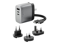 ALOGIC Rapid Power 3X67 strömadapter - multi country - USB, 2 x USB-C - 67 Watt WCM3X67-SGR