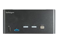 StarTech.com 2-ports DisplayPort KVM-switch för tre skärmar - 4K 60 Hz UHD HDR - Desktop DP 1.2 KVM med 2 portar USB 3.0-hubb (5 Gbit/s) och 4x USB 2.0 HID-portar, ljud - Snabbtangenter för omkoppling - TAA - omkopplare för tangentbord/video/mus/ljud - 2 portar - TAA-kompatibel SV231TDPU34K