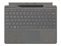 Microsoft Surface Pro Signature Keyboard - tangentbord - med pekplatta, accelerometer, Förvarings- och laddningsfack för Surface Slim Pen 2 - AZERTY - fransk - platina - med Slim Pen 2 Inmatningsenhet 8X8-00064