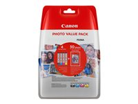 Canon CLI-571 C/M/Y/BK Photo Value Pack - 4-pack - svart, gul, cyan, magenta - original - bläckbehållare / papperspaket 0386C007