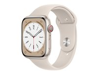 Apple Watch Series 8 (GPS + Cellular) - stjärnljusaluminium - smart klocka med sportband - starlight - 32 GB MNK73DH/A