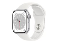 Apple Watch Series 8 (GPS) - silveraluminium - smart klocka med sportband - vit - 32 GB MP6K3DH/A