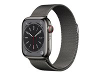 Apple Watch Series 8 (GPS + Cellular) - grafit rostfritt stål - smart klocka med milanesisk loop - grafit - 32 GB MNJM3DH/A