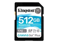 Kingston Canvas Go! Plus - flash-minneskort - 512 GB - SDXC UHS-I SDG3/512GB