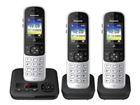 Panasonic KX-TGH723G - trådlös telefon - svarssysten med nummerpresentation/samtal väntar + 2 extra handuppsättningar - 3-riktad samtalsförmåg KX-TGH723GS