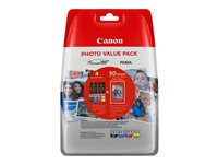Canon CLI-551 C/M/Y/BK Photo Value Pack - 4-pack - svart, gul, cyan, magenta - original - bläckbehållare / papperspaket 6508B006