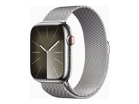 Apple Watch Series 9 (GPS + Cellular) - rostfritt stål i silver - smart klocka med milanesisk loop - silver - 64 GB MRMQ3QF/A