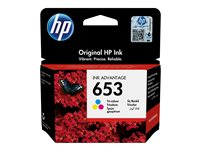 HP 653 - färg (cyan, magenta, gul) - original - Ink Advantage - bläckpatron 3YM74AE#BHK