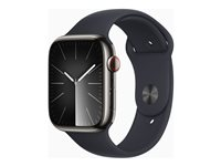 Apple Watch Series 9 (GPS + Cellular) - grafit rostfritt stål - smart klocka med sportband - midnatt - 64 GB MRMW3DH/A