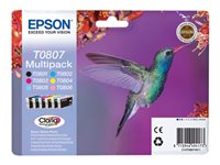 Epson T0807 Multipack - 6-pack - svart, gul, cyan, magenta, ljus magenta, ljus cyan - original - bläckpatron C13T08074011