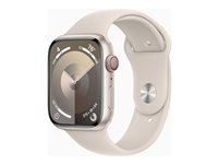 Apple Watch Series 9 (GPS + Cellular) - stjärnljusaluminium - smart klocka med sportband - starlight - 64 GB MRM83DH/A