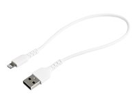 StarTech.com 30cm tålig, vitt USB-A till Blixtkabel - Hård, tålig aramifiber USB typ A till Blixtladdare/synkron strömsladd - Apple MFi-certifierad iPad/iPhone 12 - Lightning-kabel - Lightning / USB - 30 cm RUSBLTMM30CMW
