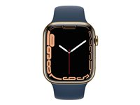 Apple Watch Series 7 (GPS + Cellular) - guld, rostfritt stål - smart klocka med sportband - abyss blue - 32 GB MN9M3B/A