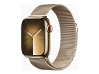 Apple Watch Series 9 (GPS + Cellular) - guld, rostfritt stål - smart klocka med milanesisk loop - guld - 64 GB MRJ73DH/A