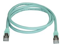 StarTech.com 1m CAT6A Ethernet Cable, 10 Gigabit Shielded Snagless RJ45 100W PoE Patch Cord, CAT 6A 10GbE STP Network Cable w/Strain Relief, Aqua, Fluke Tested/UL Certified Wiring/TIA - Category 6A - 26AWG (6ASPAT1MAQ) - patch-kabel - 1 m - havsblå 6ASPAT1MAQ