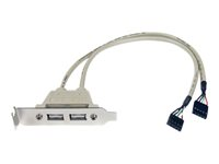 StarTech.com USB A-hona lågprofilstäckplåtsadapter med 2 portar - USB-panel - USB till 5 pin ingång USBPLATELP