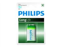 Philips LongLife 6F22L1B batteri x 9V - Kolzink 6F22L1B/10
