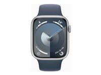 Apple Watch Series 9 (GPS) - silveraluminium - smart klocka med sportband - stormbl¨ - 64 GB MR9D3QF/A