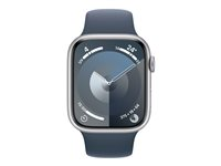 Apple Watch Series 9 (GPS + Cellular) - silveraluminium - smart klocka med sportband - stormbl¨ - 64 GB MRMG3QF/A